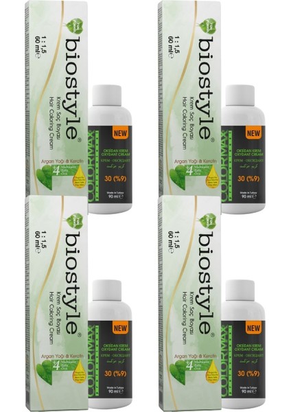 Bitki Özlü Argan ve Keratin 4.85 Koyu Kestane 4 Adet 60 ml Saç Boyası +4 Adet 90 ml Oksidan