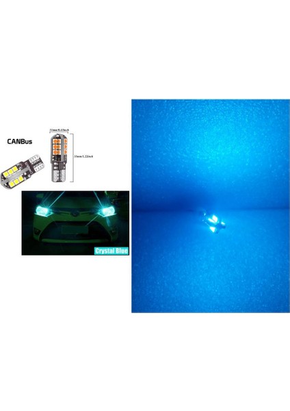 (2 x Adet) 1 Takım Canbus T10 24 LED 3030 Chıp Ice Blue (24 LED Dipsiz Ampul Buz Mavi)