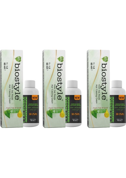 Bitki Özlü Argan ve Keratin 7.2 Bej Kumral 3 Adet 60 ml Saç Boyası + 3 Adet 90 ml Oksidan