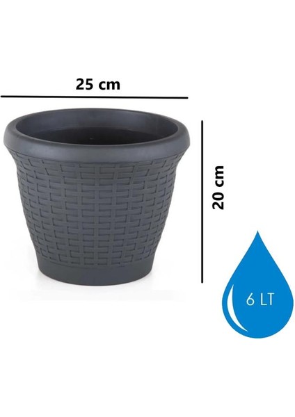 SO-HS02 Plastik Hasır Desenli Dekoratif Saksı 6 Litre No 2 modelleri