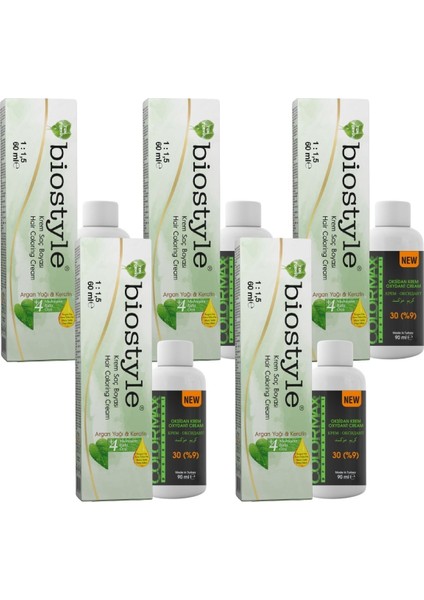 Bitki Özlü Argan ve Keratin 7.44 Yoğun Bakır 5 Adet 60 ml Saç Boyası + 5 Adet 90 ml Oksidan