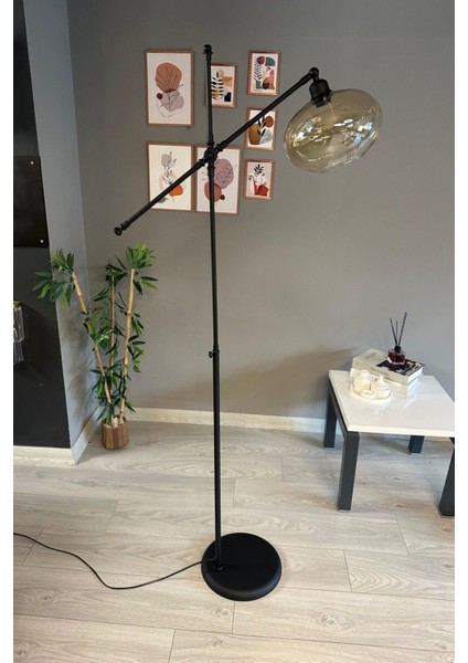 Cam Bal Rengi Lambader Siyah Metal Gövde Modern Oturma Odası fırsatları