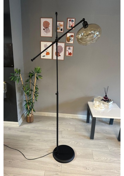 Cam Bal Rengi Lambader Siyah Metal Gövde Modern Oturma Odası indirimleri