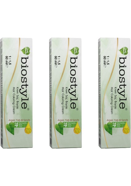Bitki Özlü Argan ve Keratin 8.00 Yoğun Açık Kumral 3 Adet 60 ml Saç Boyası Oksidansız