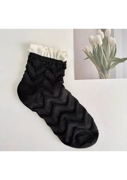 Penye Fırfır Detaylı Yarım Soket Çorap 4'çift modelleri