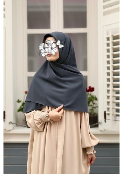 Tesettür Hijab Medine Ipeği Eşarp Antrasit
