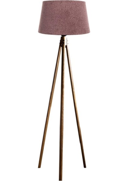 Oval 3 Ayak Tripod Lambader Abajur Köşe Lambası Ahşap Naturel