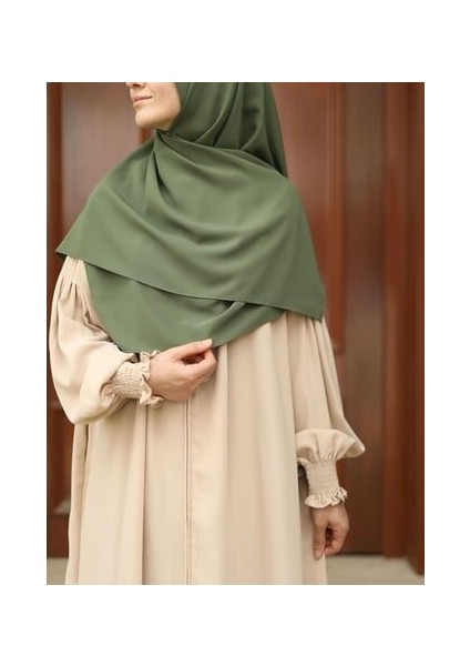 Tesettür Hijab Medine Ipeği Eşarp Haki