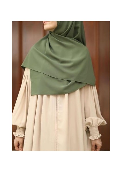 Tesettür Hijab Medine Ipeği Eşarp Haki