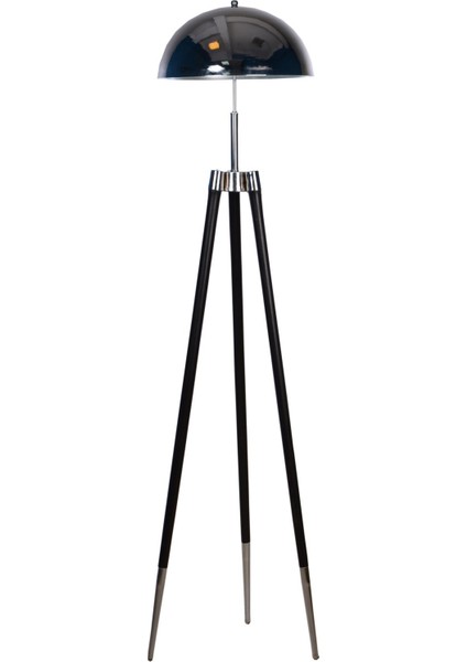 Ahşap Üç Ayaklı (Tripod) ,endüstriyel, Yerden Aydınlatma Lambader Sülpa Krom Kaplama