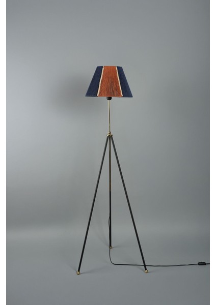 Pier Metal Lambader Siyah-Mavi-Kiremit (38 x 38 x 145 cm )