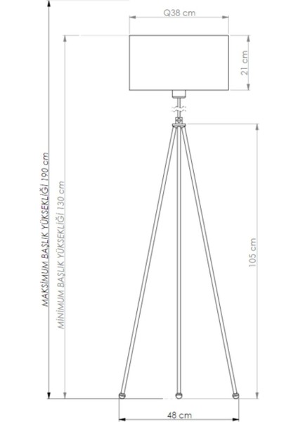 Pier Metal Lambader Siyah-Mavi-Kiremit (38 x 38 x 145 cm )