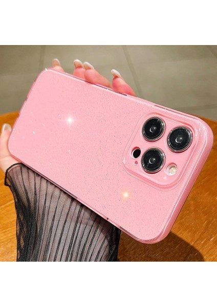 Apple iPhone 16 Pro Kılıf Kamera Korumalı Simli Lüks Işıltılı Silikon