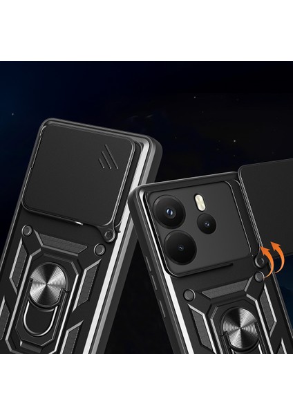 Xiaomi Redmi Note 14 4g Kılıf Yüzüklü Standlı Sürgülü Kamera Korumalı Tank Sert fırsatları