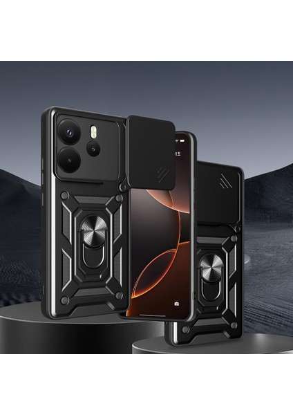 Xiaomi Redmi Note 14 4g Kılıf Yüzüklü Standlı Sürgülü Kamera Korumalı Tank Sert fiyatları
