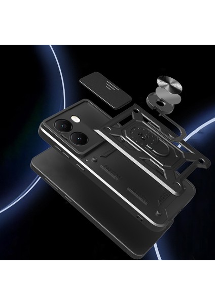 Xiaomi Poco X7 Pro Kılıf Yüzüklü Standlı Sürgülü Kamera Korumalı Tank Sert indirimleri