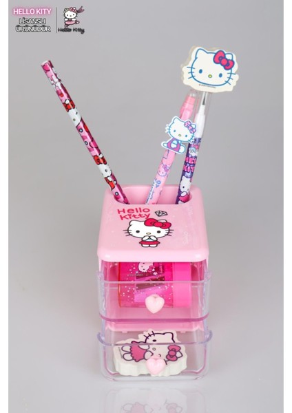 Dekomus Ile Yeni Sezon Lisanslı Hello Kıtty Masa Kalemliği,silgi Tepeli Geçmeli Kalem,versatil Uçlu Kalem,kurşun Kalem,silgi ve Kalemtraş Seti fiyatları