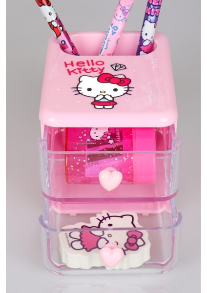 Dekomus Ile Yeni Sezon Lisanslı Hello Kıtty Masa Kalemliği,silgi Tepeli Geçmeli Kalem,versatil Uçlu Kalem,kurşun Kalem,silgi ve Kalemtraş Seti modelleri