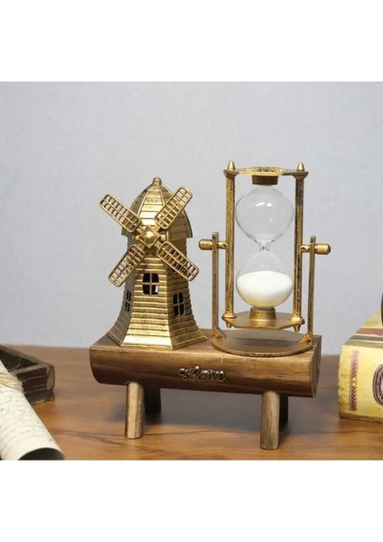 Mr Vintage Ahşap Ayaklı Dekoratif Kum Saati Masaüstü Dekorasyon Kum Saati Biblo Harika Bir Hediye