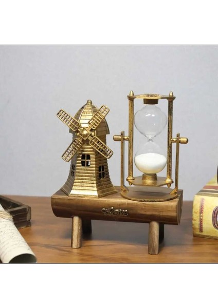 Mr Vintage Ahşap Ayaklı Dekoratif Kum Saati Masaüstü Dekorasyon Kum Saati Biblo Harika Bir Hediye