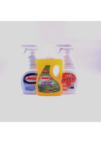 3'lü Set, 1 L Sıvı Arap Sabunu & 750 ml Banyo Temizleyici & 750 ml Ağır Yağ Çözücü, Detsan Güvencesiyle (51. Yıl)