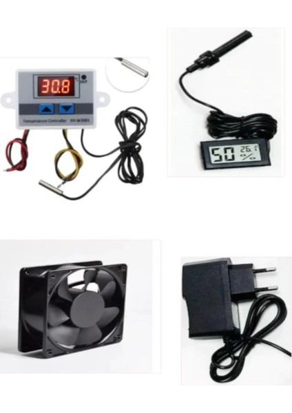 Kuluçka Seti,termostat,fan,adaptör,nem Cihazı Higrometre,kuluçka Makinesi Seti