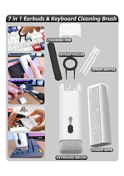 Klananye Temizleme Fırçası, 7nansi 1 Arada Çok Fonksiyonlu Klananye, Kulaklık Temizleme Fırça Seti, A1, Asorti fiyatları