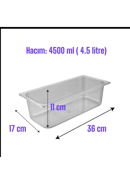 4 Adet Polikarbon Plastik Dondurma Küveti . 4500 ml ( 4.5 L )