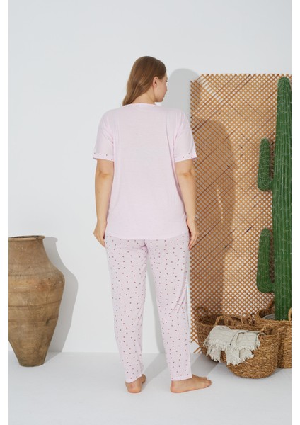 24073 Büyük Beden Kadın Kısa Kol Pijama Takım