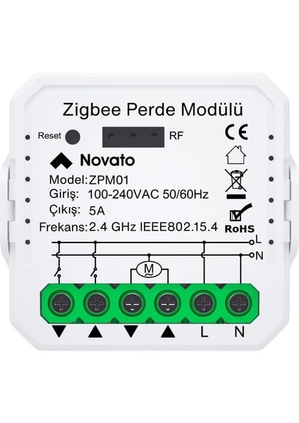 Mini Zigbee Perde Panjur Kontrol Rölesi (Tuya, Smart Life, Home Assistant, ZIGBEE2MQTT Uyumlu)