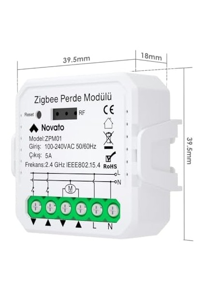 Mini Zigbee Perde Panjur Kontrol Rölesi (Tuya, Smart Life, Home Assistant, ZIGBEE2MQTT Uyumlu)
