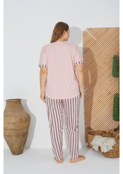 24071 Büyük Beden Kadın Kısa Kol Pijama Takımı