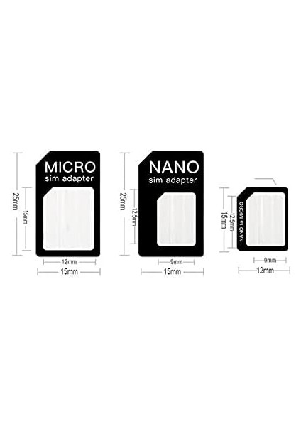 Nano ve Micro Sim Kartları Için Sim Kartı Adaptörü
