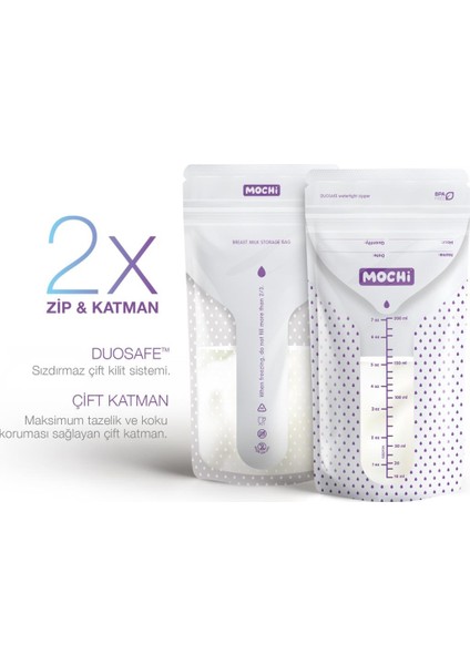 Nessiworld Mochi Anne Sütü Saklama Poşeti 50 Adet 200ML