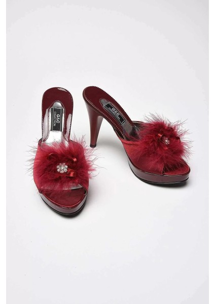 Gc Platform Kurdela Tüylü Bayan Terlik 145 Bordo