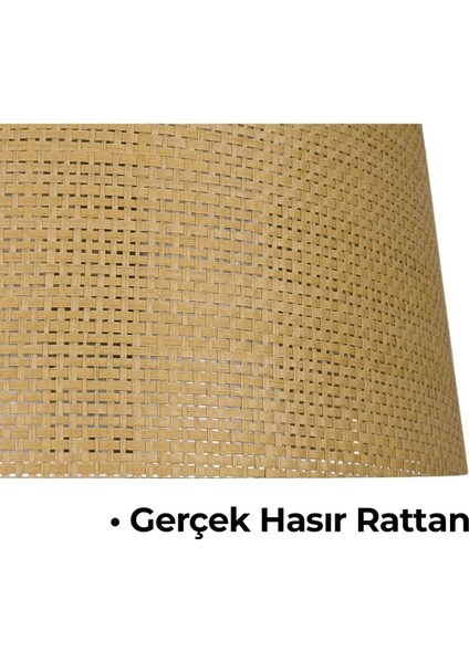 Hasır Hazeran Rattan Doğal Lambader Şapkası