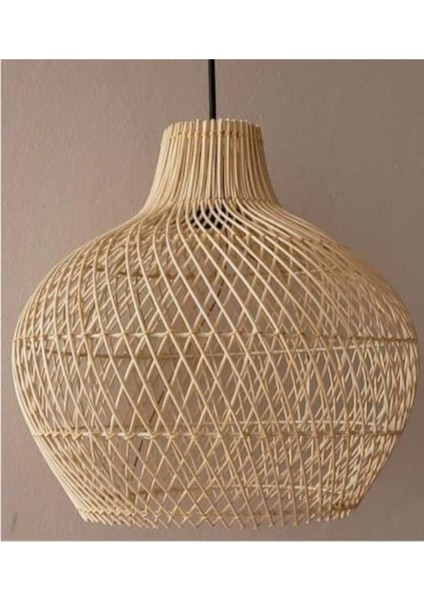 Modern Bambu Rattan Tombik Sarkıt Avize
