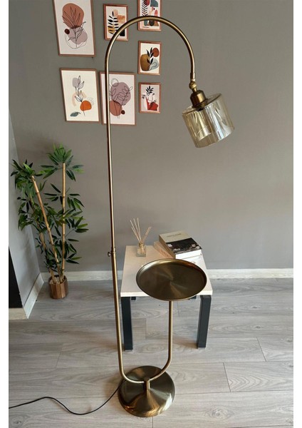 Bal Rengi Cam Lambader Modern Dekoratif Metal Oturma Odası Çalışma Odası Zemin Lambası fırsatları