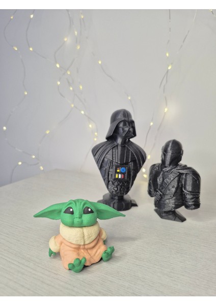 Baby Yoda Üçlü Seti - Figür Büst Koleksiyon Hediye Hobi