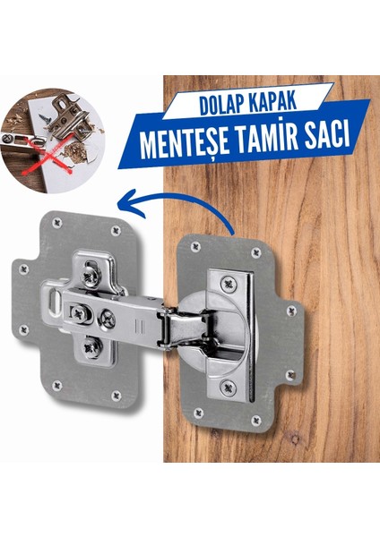 Pratik Paslanmaz Dolap Kapak Menteşe Tamir Sacı , Dolap Tamir Onarım Kiti