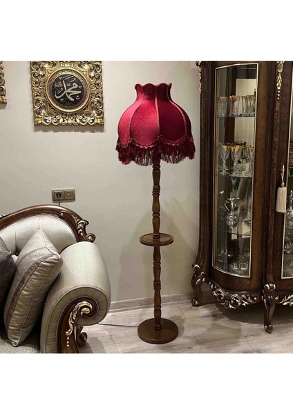 Bordo Sehpalı Vintage Lambader 170 x 45 cm