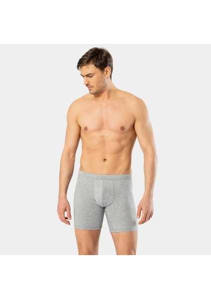 Erkek Likralı Uzun Boxer (Bel Bantlı) 1336/GRI