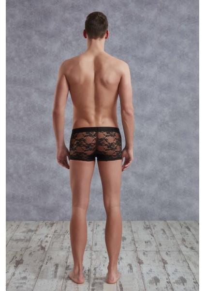 Erkek Siyah Dantelli Çiçek Desenli Mini Paça Transparan Boxer 1952 fiyatları
