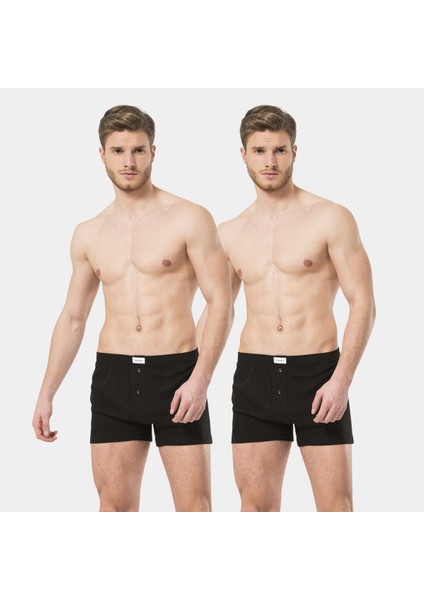 Erkek Düğmeli Boxer (2'li Paket) 186/SIYAH