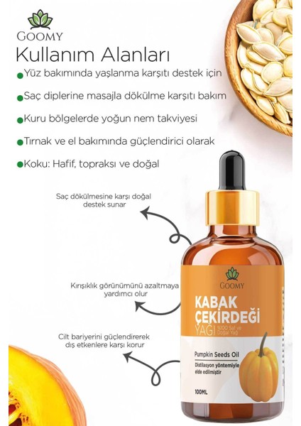 Kabak Çekirdeği Yağı Soğuk Sıkım Doğal Bitkisel Sabit Yağ Pumpkin Seed Oil 100ml fiyatları