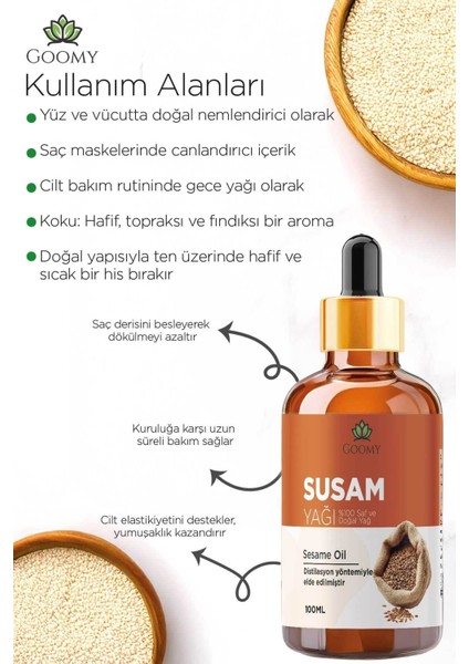 Susam Yağı Soğuk Sıkım Doğal Bitkisel Sabit Yağ Sesame Oil 100ml fiyatları