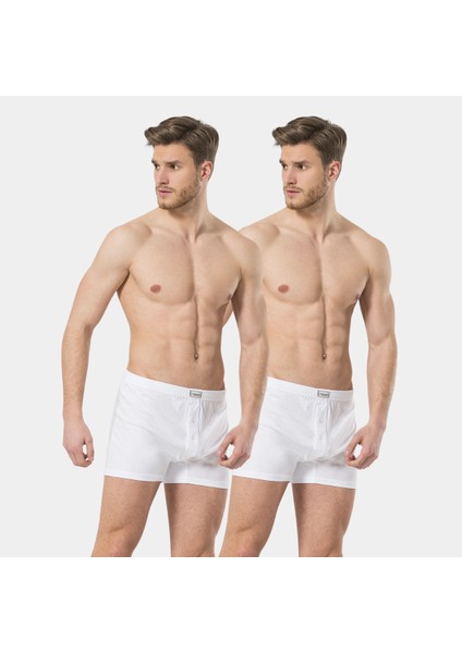 Erkek Düğmeli Boxer (2'li Paket) 186/BEYAZ