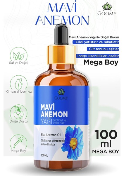 Mavi Anemon Yağı Distilasyon Doğal Bitkisel Uçucu Yağ Blue Anemone Oil 100ml