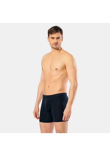 Erkek Likralı Uzun Boxer (Bel Bantlı) 1336/LACIVERT