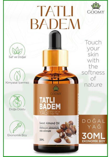 Tatlı Badem Yağı Soğuk Sıkım Doğal Bitkisel Sabit Yağ Sweet Almond Oil 30ml